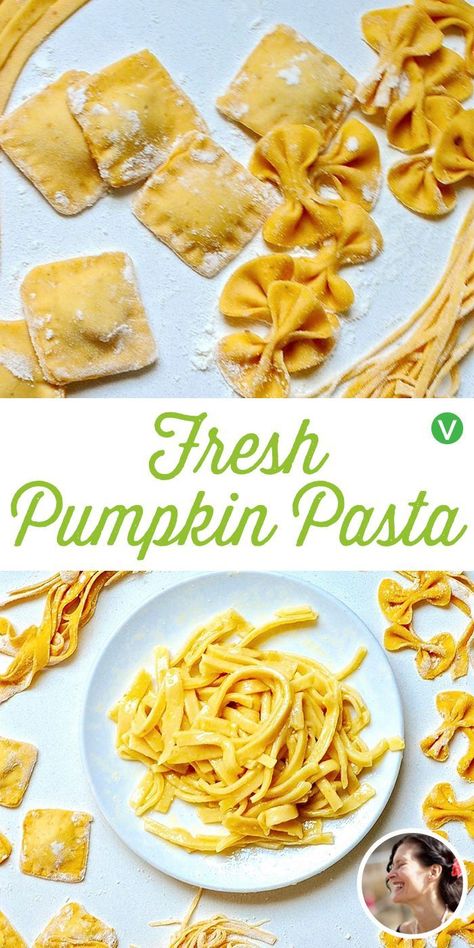 Homemade Pasta Dough, Pasta Dough Recipes, Homemade Pasta Recipe, Pumpkin Pasta, Fresh Pumpkin, Vegan Pasta Recipes, Recipes To Try At Home, Making Pasta, Homemade Noodles