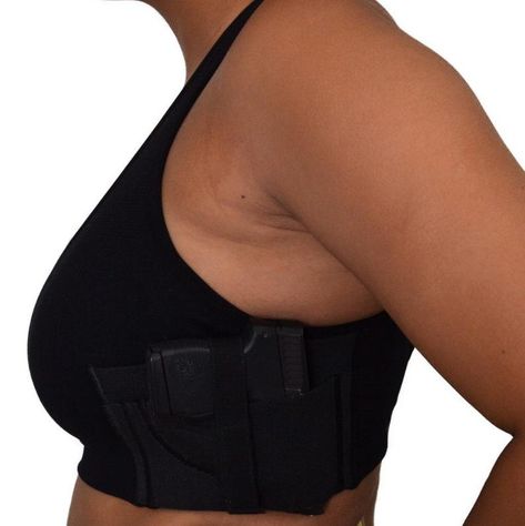 Women's Concealed Carry Black Sports Bra with Gun Holster | Etsy Black Racerback Sports Bra With 4-way Stretch, Black Racerback Sports Bra With Moisture-wicking, Fitted Black Cross-back Sports Bra, Womens Concealed Carry, Black Sleeveless Moisture-wicking Sports Bra, Black Seamless Cross-back Sports Bra, Tactical Holster, Knife Holster, Cheap Bras