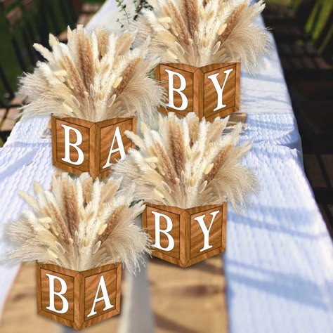 Boho Baby Shower Table Center Pieces, Boho Gender Reveal Table Decor, Neutral Gender Reveal Table Decor, Boho Centerpieces Baby Shower Boy, Boho Baby Shower Table Centerpieces, Shades Of Brown Baby Shower Decor, Baby Shower Boho Centerpieces, Boho Centerpieces Baby Shower Girl, Gender Reveal Centerpieces Table Decorations