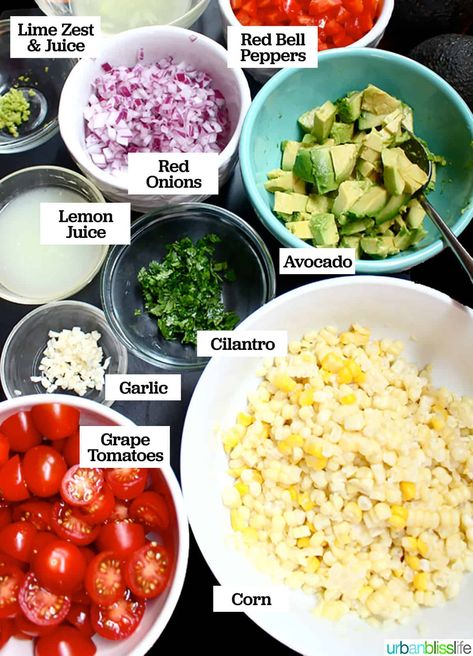 Sweet Corn Salad Recipe, Sweet Corn Salad, Avocado Corn Salad, Avocado Dishes, Corn Avocado Salad, Corn Salad Recipes, Avocado Salad Recipes, Red Bell Peppers, Cold Pasta Salad