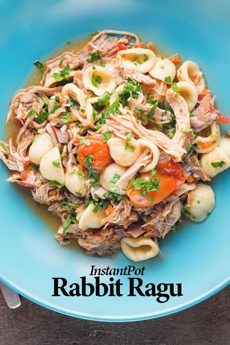 Rabbit Ragu Recipe, Instant Pot Rabbit, Rabbit Ragu, Easy Rabbit Recipe, Cooked Pasta Recipes, Rabbit Recipes, Instant Pot Pasta, Rabbit Stew, Beet Salad Recipes