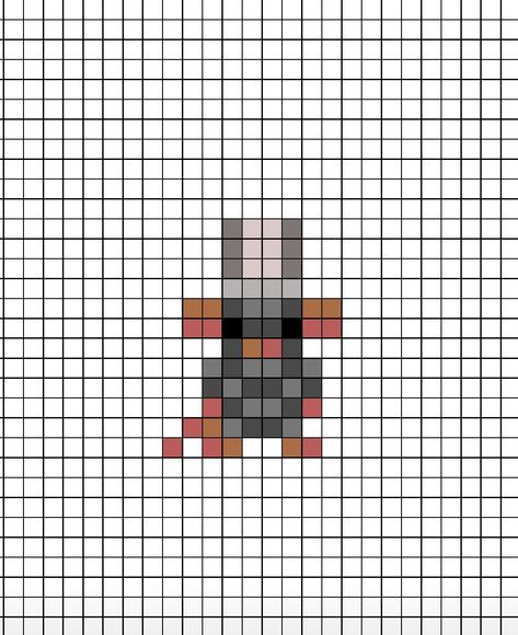 Pixel art template of Remy from Disney Pixar Ratatouille. Ratatouille Perler Bead Pattern, Perler Bead Art Disney, Ratatouille Perler Beads, Rat Perler Beads, Mini Fuse Bead Patterns, Rat Pixel Art, 14x14 Perler Bead Patterns, Easy Pixel Art Disney, Cute Pixel Drawing