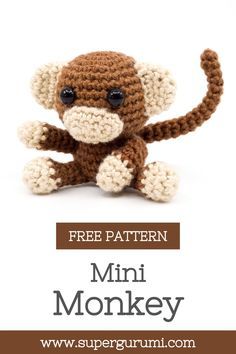 Crocheted Monkey, Monkey Crochet Pattern, Crochet Monkey Pattern, Amigurumi Monkey, Monkey Crochet, Lidia Crochet Tricot, Tiny Monkey, Mini Monkey, Mini Amigurumi