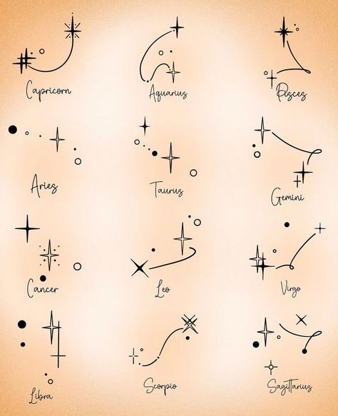 Best Friend Tattoos Zodiac Signs, Family Zodiac Sign Tattoos, Zodiac Star Tattoo, Star Sign Tattoos, Tragus Tattoo, Couples Zodiac Tattoos, Mutterschaft Tattoos, Simple Tattoos For Women, Astrology Tattoo