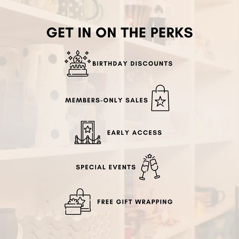 Shop Perks are back! 💫 Whether you're a longtime customer or new to the Shop community, we invite you to take advantage of exclusive benefits designed just for you! Your Perks 🌟 30% Off Birthday Discount 🌟 Exclusive Sales & Promotions 🌟 Pre-Shop Tickets to Pineridge Hollow Events 🌟 Special Evenings in the Shop 🌟 Hassle-Free Gift Shopping Did we mention it's free to join?! ✨ Visit the link in our bio to join the renewed Shop Perks loyalty program today! #shoppineridge Birthday Promotion Design, Sale Promotion Design, Loyalty Program Design, Customer Loyalty Program, Startup Business Plan, Birthday Discount, Bakery Shop, Promotional Design, Loyalty Program