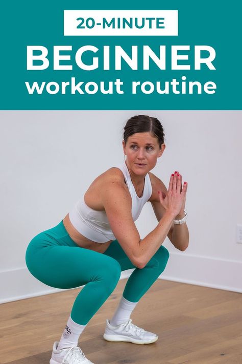 Build foundational strength and endurance with this 20-minute workout routine for beginners. The best bodyweight strength training exercises for beginners starting an exercise routine. Build muscle and improve your cardio endurance with this no equipment, no repeats workout. Best Workout For Beginners, Workout Routine For Beginners, Full Body Bodyweight Workout, Beginner Workout Video, Bodyweight Workout Routine, Bodyweight Strength Training, Strength Training Exercises, Strength Training For Beginners, Exercises For Beginners