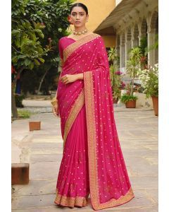 Pink Half Sarees, Bollywood Sarees Online, Bollywood Bridal, Rani Pink, Sarees Silk, Latest Designer Sarees, Embroidered Saree, Color Magenta, Wedding Saree Indian