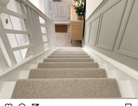 Green Panelling Hallway, Green Panelling, Hallway Transformation, Hallway Wall Colors, House Renovation Design, Stair Paneling, Entrance Hall Decor, Stairs Renovation, Built In Shelves Living Room