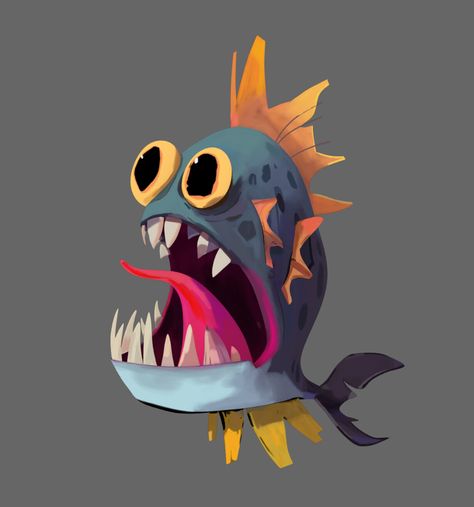 Sea Creatures Art, Cartoon Fish, 3d Concept, Weird Fish, Fish Illustration, Cute Fish, Fish Drawings, Game Character Design, Weird Animals