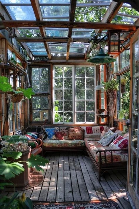 Greenhouse Tiny House, Balcony Extension, Window Greenhouse, Greenhouse Conservatory, Greenhouse Interiors, Home Greenhouse, Glass Houses, Ivy House, Outdoor Bath