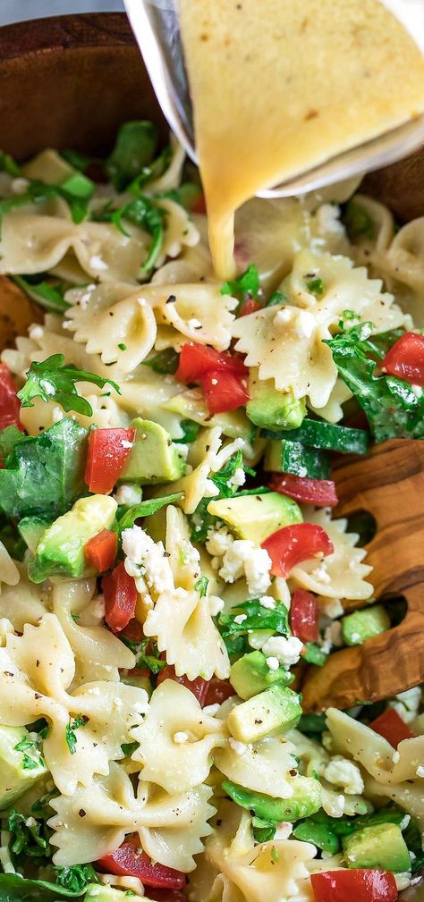 Pasta Salad With Arugula, Salad With Lemon Dressing, Cucumber Pasta, Cucumber Pasta Salad, Mediterranean Pasta Salad, Feta Pasta Salad, Mediterranean Pasta Salads, Pasta Salad Dressing, Mediterranean Pasta