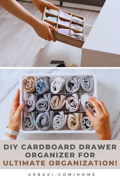 If you've ever faced the challenge of wrangling tiny clothing accessories, socks, and bibs in your drawers, you're not alone! Whether it's keeping your little one's essentials in check or decluttering your own space, this DIY is your game-changer. Small clothes have a habit of doing their own thing, right? But fear not, because we've got the perfect solution for you. Ready to unlock the secrets to maximizing your storage space and maintaining order in those drawers... Sock Drawer Organization Diy, Socks Drawer Organization, How To Store Socks In Drawer, Organize Socks Drawer, Diy Sock Drawer Organizer, Diy Sock Organizer Drawer Dividers, Cardboard Drawers, Beer Mats, Tiny Clothes