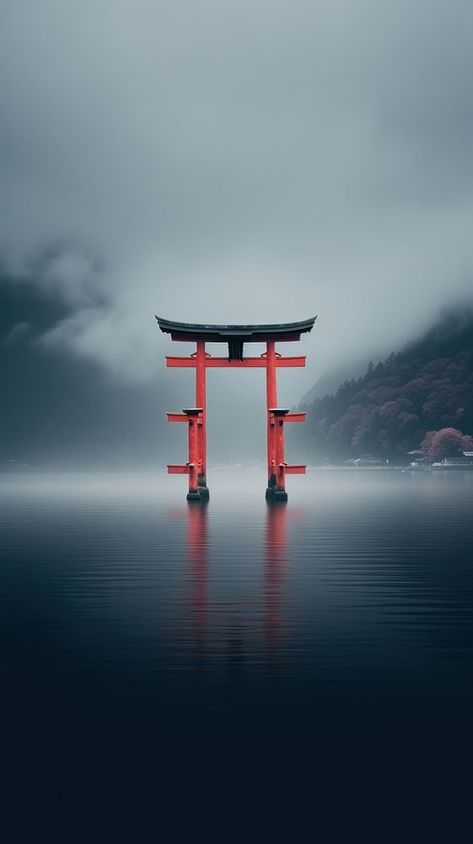 Torii on lake spirituality architecture tranquility. | premium image by rawpixel.com / Ling Premium Wallpaper, Tori Gate Wallpaper, Architecture Japan, Japanese Landscape Photography, Japan Art Wallpaper, Building Background, Japan Wallpaper, Tori Gate, Japan Graphic Design