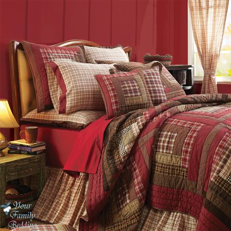 Log Bed Comforter Sets | ... -Log-Cabin-Plaid-Twin-Queen-Cal-King-Size-Lodge-Quilt-Bedding-Bed-Set Rustic Bedrooms, Lodge Bedding, Rustic Cabins, Rustic Log Cabin, Cabin Furniture, Furniture Rustic, Bed Comforter Sets, Plaid Quilt, Western Furniture