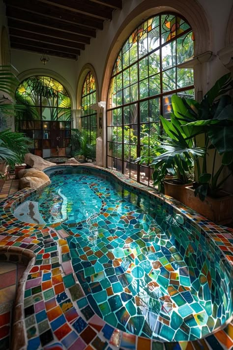 Painted Pool, Unique Pool, Pool Aesthetic, Pool Play, Indoor Pool Design, Pool Design Ideas, Infinity Pools, Pool Tiles, Dream Life House