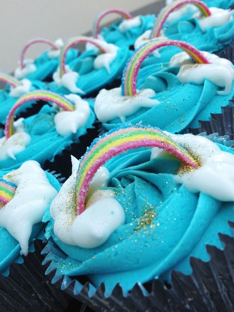 Rainbow cloud cupcakes Cloud 9 Birthday Cupcakes, Cloud 9 Cupcakes, On Cloud 9 Party Theme, On Cloud 9 Desserts, Cloud Nine Birthday Cupcakes, Rainbow And Clouds Birthday Party, Cloud Nine Birthday Party Decorations, Cloud Rainbow Cake, On Cloud 9 Birthday