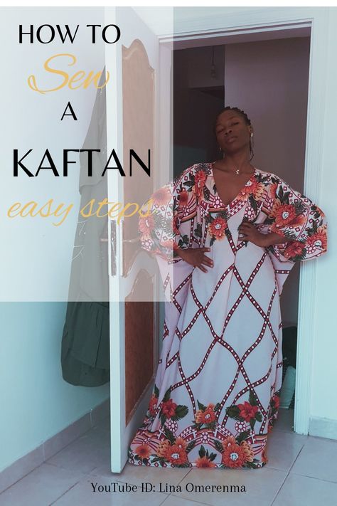 Learn how to sew a kaftan Illustration Beginner, Sewing Projects For Beginners, Kaftan Dress, How To Sew, Pattern Illustration, Learn To Sew, Sewing Patterns Free, Free Sewing, Easy Steps