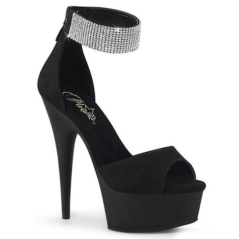 Pleaser DELIGHT-625 | Black Stripper Sandals | Sexyshoes.com | SEXYSHOES.COM Alternative Shoes, Pleaser Heels, Single Sole Heels, Festival Shoes, 6 Inch Heels, Dance Heels, Punk Boots, Pleaser Shoes, Platform High Heel Shoes