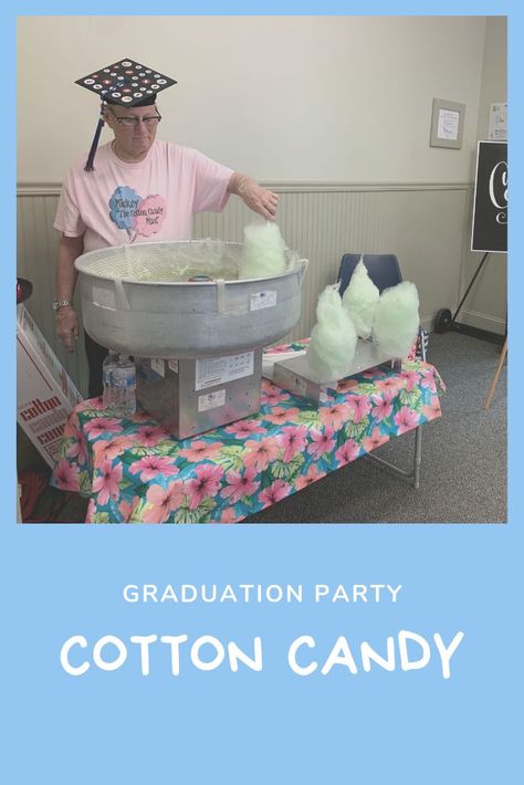 Cotton Candy Station, Cotton Candy Bar, Graduation Food Ideas, Idea For Graduation, Candy Station Wedding, Crockpot Party Food, Food Bar Ideas, Graduation Food, Food Bars