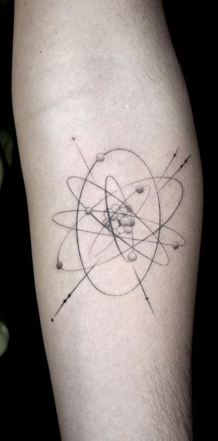 Schematic Tattoo, Atom Tattoo, Science Tattoo, I Tattoo, Atom, Tattoo Designs, Science, Tattoos, Design