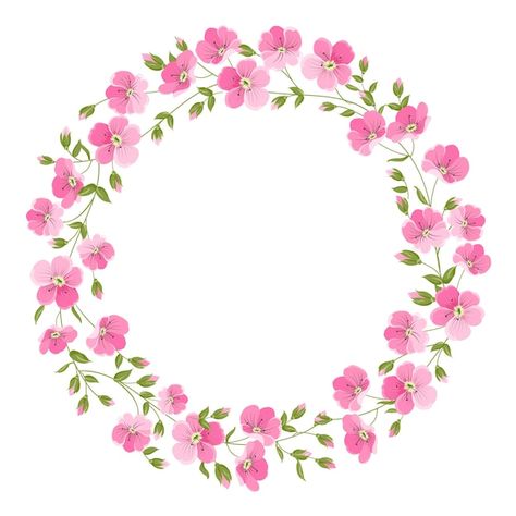 Premium Vector | Elegant pink sakura frame Linen Flower, Wedding Badges, Leaves Frame, Orange Wreath, Pink Sakura, Pink Frames, Hand Drawn Flowers, Wreath Watercolor, Leaf Wreath