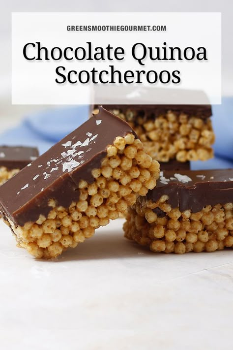 Healthy Scotcheroos, Scotcheroos Recipe, Quinoa Chocolate, Healthy Whole Foods, Quinoa Bars, Chocolate Quinoa, Rice Crispie, Chocolate Puff, Puffed Quinoa