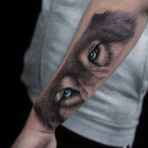 Half Wolf Half Woman Tattoo Eyes, Wolf Blue Eyes Tattoo, Tattoos Of Wolves, Wolf Claw Tattoo, Wolf Eye Tattoo Forearm, Warewolf Tattoo, Wolf Tattoo Design Men Arm, Animal Eye Tattoo, Tattoos For Balance