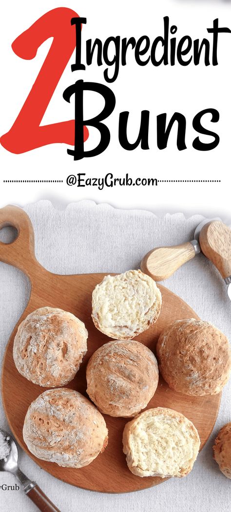 Quick, fluffy buns with just 2 ingredients! 🍞✨ This recipe is so versatile, the array of mixins to add is literally endless. Add your favorites and make this recipe your go-to buns recipe! Pin this easy recipe for homemade bread that's perfect for any occasion. #2IngredientBuns #EasyBaking 2 Ingredient Hamburger Buns, Greek Yogurt Hamburger Buns, Quick Buns Recipe, Quick Bread Rolls, Easy Buns, Quick Buns, Quick Rolls, 2 Ingredient Recipes, Homemade Buns