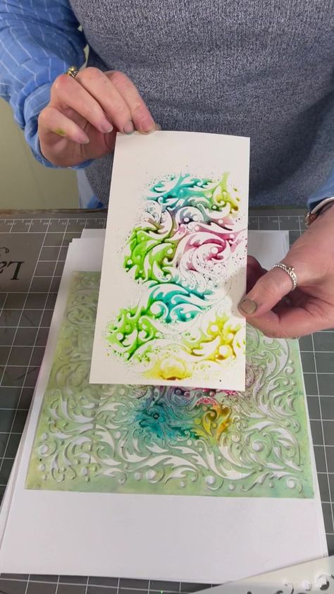 Quick crafts: Creating 2 cards from 1 use 🤩 Today, Tracey runs through a technique using acrylic sprays with a stencil where you can get 2 prints from... | By Lavinia Stamps Lavina Stamps Cards, Lavinia Stamps Cards Tutorials, Stamping Techniques Card Tutorials, Lavina Stamps, Lavinia Cards, Lavinia Stamps Cards, Card Making Tips, Quick Crafts, Lavinia Stamps