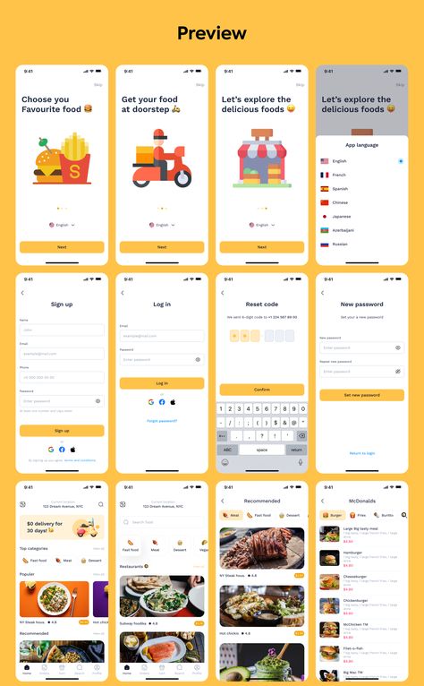 Foodka - Food Delivery App UI kit — UI Kits on UI8 Food App Color Palette, Food Delivery App Ui Design, Food Ui Design, Food App Design, Delivery App Design, Food App Ui, Delivery App Ui, Fonts Website, Color Palette Brand