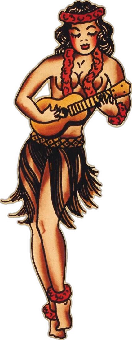 Hula Girl Tattoos, Sailor Jerry Flash, Sailor Jerry Tattoo Flash, Hawaiian Tattoos, Hawaii Tattoos, Badass Girl, Sailor Tattoos, Sailor Jerry Tattoos, Tiki Statues