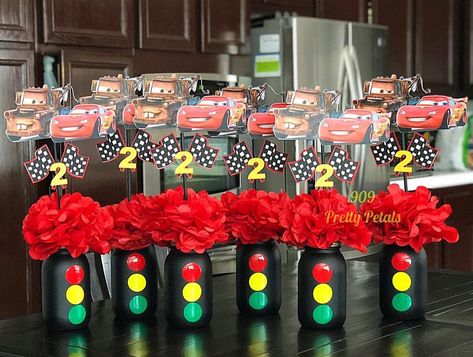 Car Theme table center pieces. 🏁🏎🏆 . . . . . . #events #photooftheday #carsbirthday #birthday #birthdayboy #birthdayparty… Pompon Tulle, Two Fast Two Furious, Auto Party, Cars Birthday Party Decorations, Cars Birthday Party, Disney Cars Party, Hot Wheels Party, Hot Wheels Birthday, Cars Birthday Party Disney