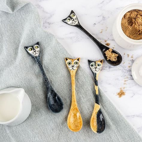 Clay Spoons, Pottery Spoons, Pottery Spoon, Cat Spoon, Ceramic Cutlery, Cat Kitchen, Quirky Decor, Pottery Gifts, Ceramic Cat