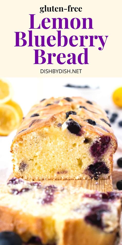 Combining the tartness of lemon with the sweetness of blueberries, this easy gluten-free lemon blueberry bread is moist, flavorful and studded with fresh juicy blueberries. This tender blueberry bread is perfect for breakfast or tea, or simply as a sweet treat anytime! I recommend drizzling an optional lemon glaze for extra citrus flavor and sweetness. Totally dairy-free too. Go bake a loaf today and share with family and friends! Gluten Free Blueberry Recipes, Lemon Bread Recipes, Blueberry Bread Recipe, Dairy Free Bread, Keto Blueberry, Blueberry Banana Bread, Lemon Blueberry Bread, Gluten Free Sourdough, Gluten Free Kids