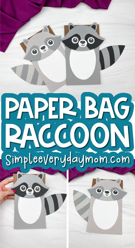 Raccoon Projects For Preschool, Wilderness Crafts Preschool, Raccoon Crafts For Preschoolers, Preschool Raccoon Craft, Raccoon Preschool Craft, Raccoon Crafts For Kids, Raccoon Art Projects For Kids, Raccoon Origami, Woodland Creatures Crafts