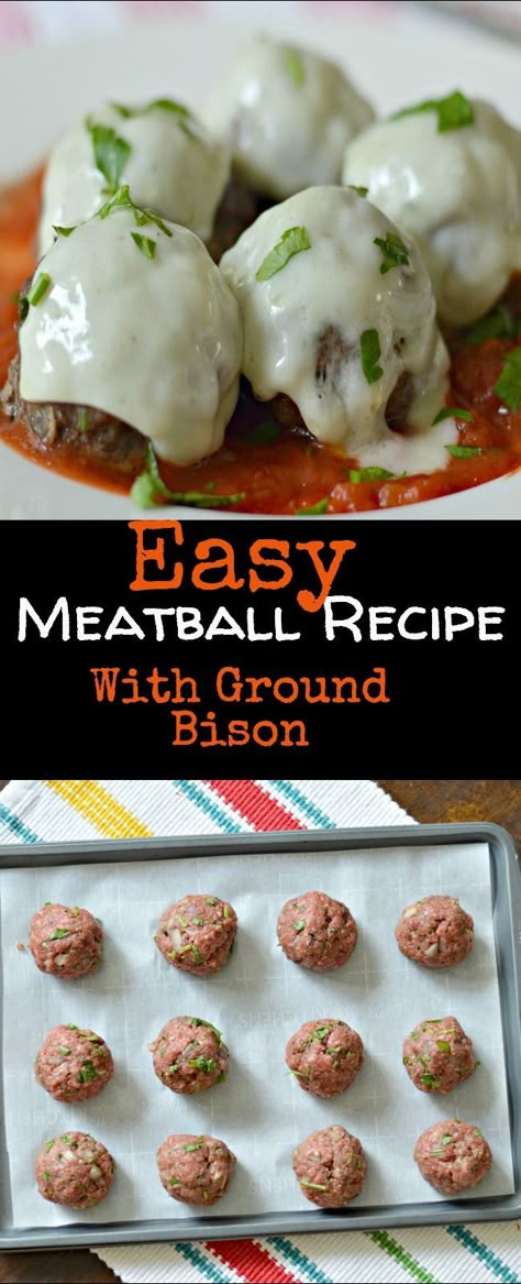 Easy Bison Recipes, Buffalo Ground Beef Recipes, Ground Bison Meatballs, Bison Meatball Recipes, Ground Bison Recipes Easy, Ground Bison Recipes Healthy, Buffalo Meat Recipes, Bison Meat Recipes, Ground Bison Recipes