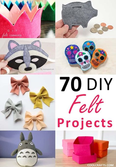 Do you enjoy doing crafts with felt? Here are 70 DIY felt craft projects that you can try for yourself. Fun Diy Craft Projects, Felt Craft Projects, Diy Crafts For Teens, Diy Projects To Sell, Felt Crafts Diy, Diy Crafts For Adults, Diy Gifts For Kids, Felt Craft, Diy Projects For Kids