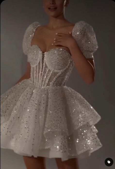 Short Lace Wedding Dress, Hot Prom Dress, Glittery Dress, White Homecoming Dresses, White Prom Dress, Prom Dress Inspiration, Pretty Prom Dresses, Short Prom Dress, White Short Dress