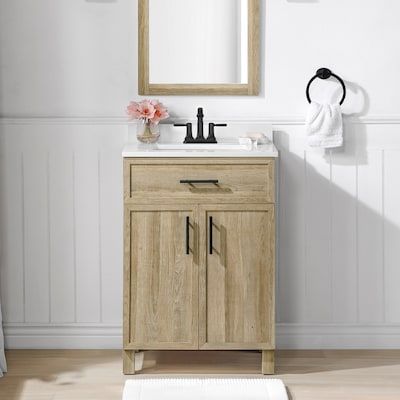 24 Inch Vanity, 24 Inch Bathroom Vanity, Engineered Stone Countertops, Small Bathroom Sinks, Small Bathroom Vanities, Small Sink, Floor Bathroom, Brown Bathroom, Single Sink Bathroom