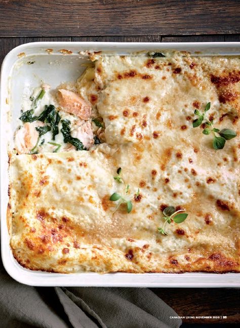 Salmon Lasagna, Recipes Spinach, Seafood Lasagna, Salmon Spinach, Lasagne Recipes, Salmon And Shrimp, Newspaper Magazine, Spinach Lasagna, Digital Newspaper