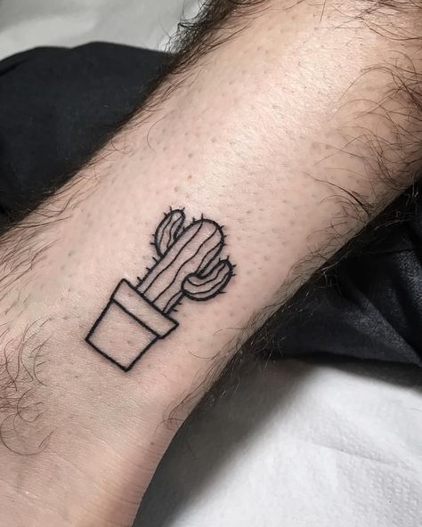 Simple Cactus Tattoo, Tattoo Cactus, Cactus Tattoos, Tatuagem Masculina Pequena, Beginner Tattoos, Cactus Tattoo, Inspiration Tattoos, Poke Tattoo, Tattoo Designs And Meanings