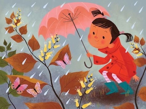 Brigette Barrager. Brigette Barrager, Mid Century Illustration, Childrens Books Illustrations, Singing In The Rain, Garden Girls, Childrens Illustrations, Book Inspiration, 90 Degrees, Children's Book Illustration