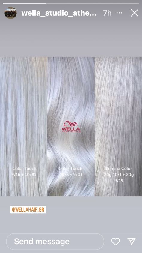 Wella Silver Toner Formula, Wella Blondor Toner Pale Platinum, Icy Blonde Toner Formula Wella, White Toner Formulas, White Hair Formula, Platinum Blonde Formula, White Blonde Formula, Wella Blonde Toner, Wella Formulas Blondes