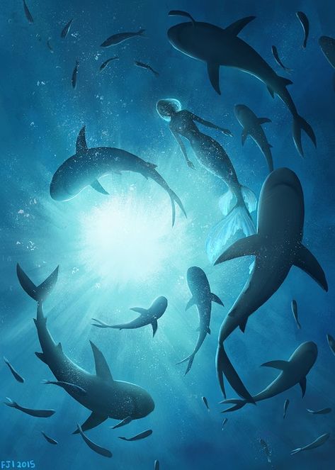 Anime Sea Creatures, Shark Wallpaper Aesthetic, Whale Shark Art, Shark Mermaid, Shark Pictures, Shark Art, Underwater Art, Beautiful Sea Creatures, Ocean Wallpaper