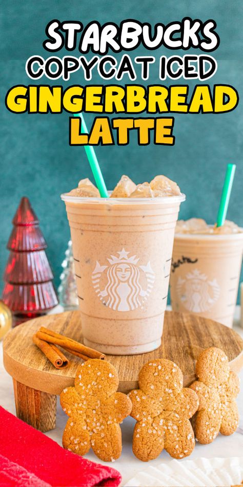 Gingerbread latte copycat recipe Starbucks Gingerbread Latte, Iced Gingerbread, Starbucks Holiday Drinks, Fast Food Drinks, Gingerbread Syrup, French Toast Muffins, Gingerbread Latte, Homemade Bagels, Starbucks Copycat