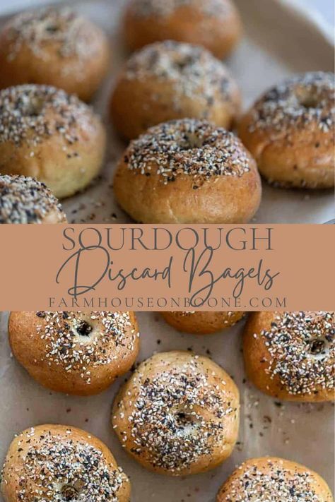 Sourdough Discard Bagels, Discard Bagels, Farmhouse On Boone, Recipe Using Sourdough Starter, Sourdough Bagels, Bagel Toppings, Sourdough Starter Discard Recipe, Easy Sourdough, Homemade Sourdough Bread