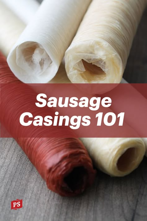 Not sure what sausage casing to use? Learn the basics of natural casings, collagen casings, and fibrous casings and our recommendations by sausage type. Sausage casings ensure your end product is flavorful, processed evenly, and has great texture.

#sausagemaking #sausage #homemadesausage #casings #sausagecasings Homemade Venison Brats, Curing Meats At Home, Homemade Sausage Links With Casing, Homemade Sausage Links, Country Style Sausage Recipes, Making Sausage Homemade, Home Made Sausage Recipes, Fresh Sausage Recipes, Sausage Seasoning Recipes