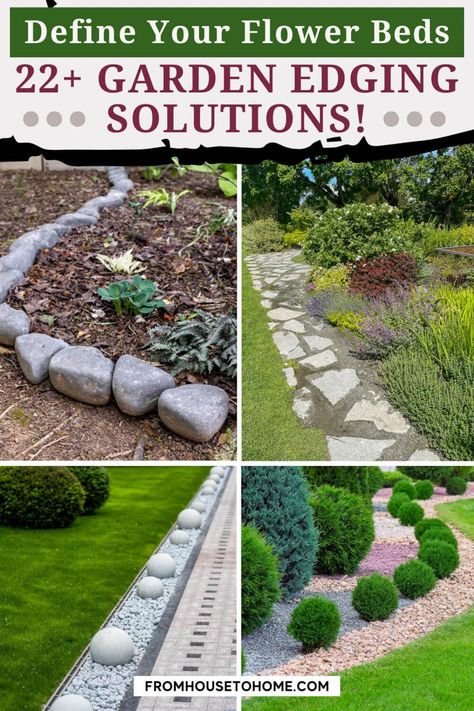 22+ Garden Edging Ideas for Flower Beds | Garden Landscaping Brick Lawn Edging, Ideas For Flower Beds, Lawn Edging Ideas, Edge Garden, Stone Flower Beds, Brick Garden Edging, Garden Edging Ideas, Flower Bed Edging, Edging Plants