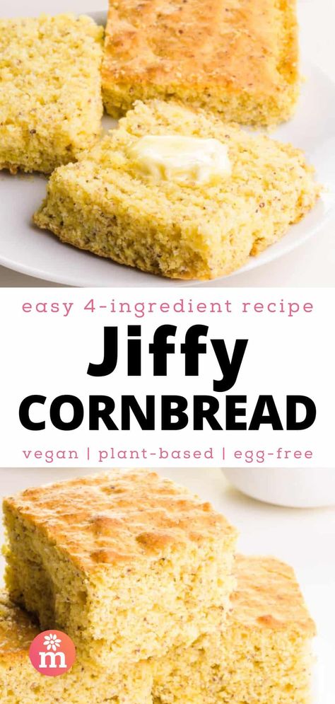 Vegan Jiffy Cornbread Recipe, Vegan Cornbread Recipe, Jiffy Cornbread Recipes, Egg Substitutes, Vegan Breads, Vegan Cornbread, Delicious Cornbread, Vegan Sandwich Recipes, Fast Meals