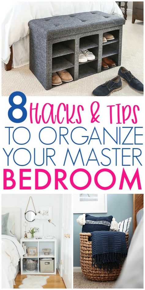 Hacks To Organize Your Master Bedroom Small Bedroom Organization, Room Organization Bedroom, Bookshelf Organization, Small Closet Organization, Home Luxury, Storage Closet Organization, Bookshelves Diy, Declutter Your Home, How To Organize